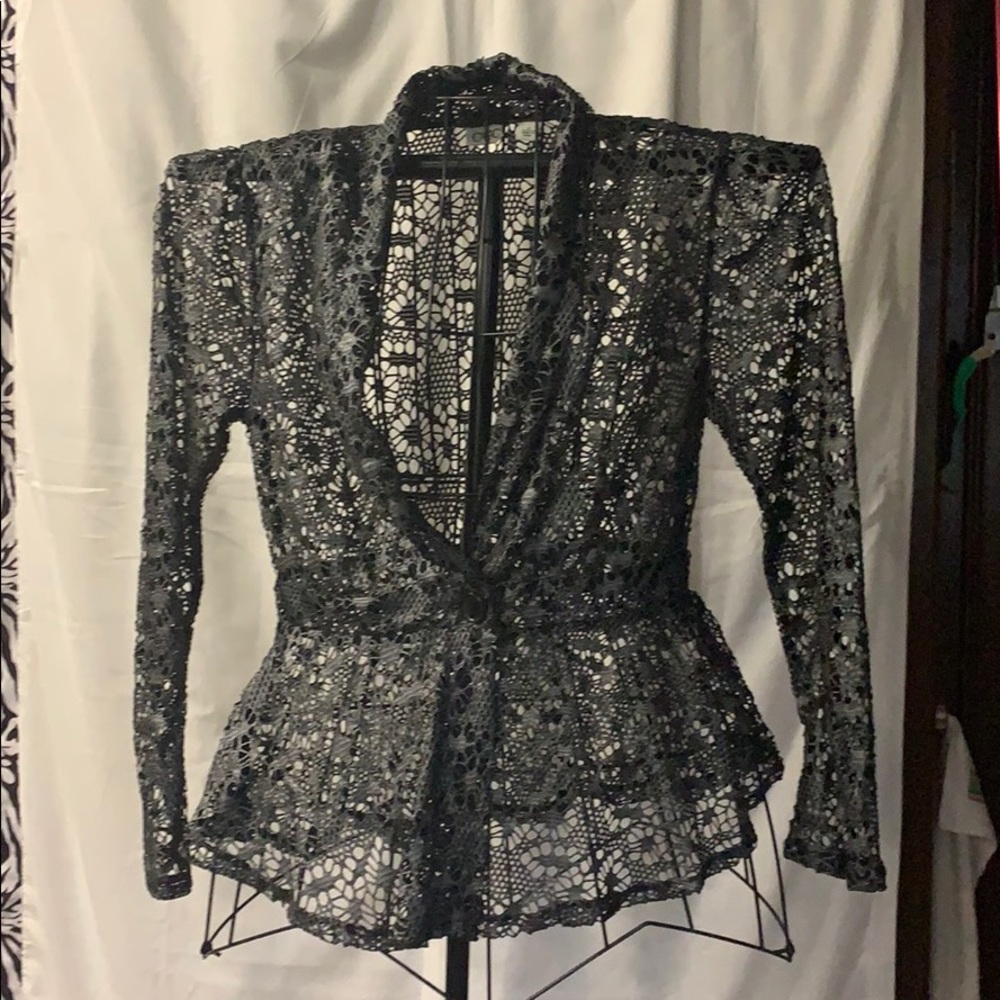 CATO BLACK AND SILVER LACE JACKET